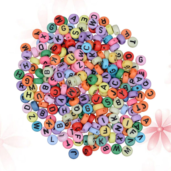 1200 st runda akrylbokstavspärlor Färgglada alfabetpärlor Graverade hjärtpärlor