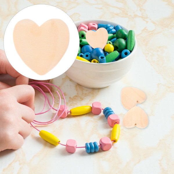 8 st oavslutade hjärtformade träpärlor Simple Hearts Beads Diy-pärlor för