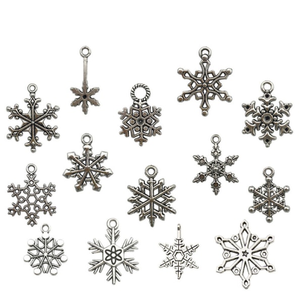 70 st Christmas Snowflake hänge Legering Retro Silver Berlocker
