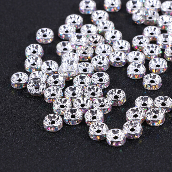 100 st Rhinestone Rondelle Beads Berlocker Smycken gör diamant