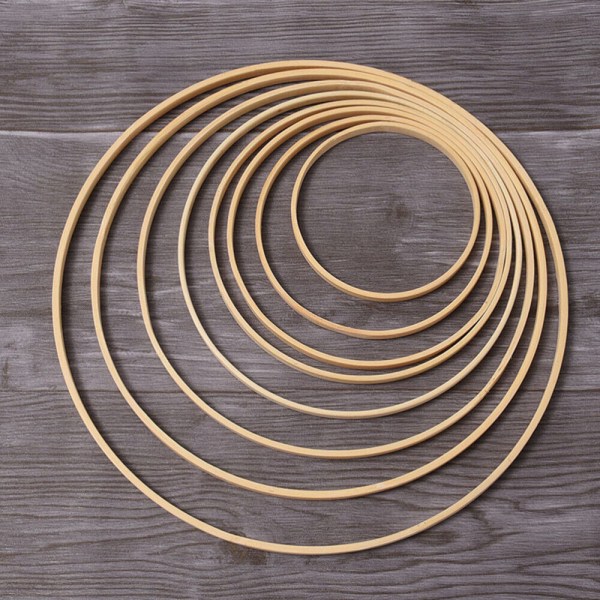 12 st Trä Drömfångare Ringar Krans Bambu Hoop DIY