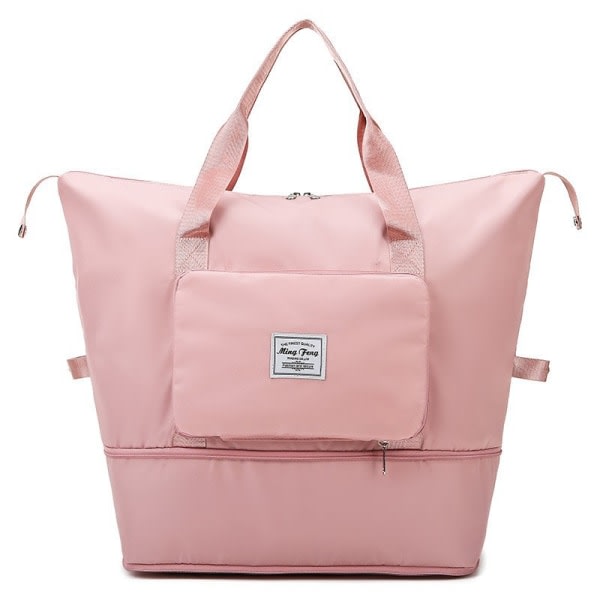 Hopfällbar resväska stor kapacitet hopfällbar sport gym väska lätt vattentät väska handbagage (rosa) rosa Pink