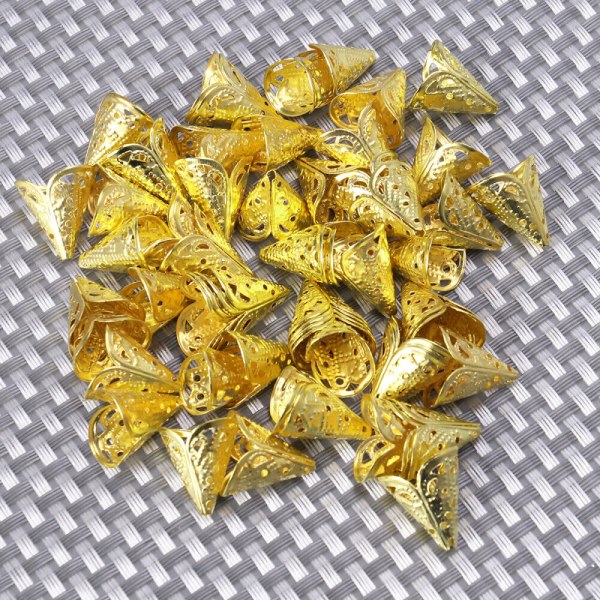 50 st Blomblad Pärlhattar Lösa pärlor Blommig filigran tibetansk metall tofs