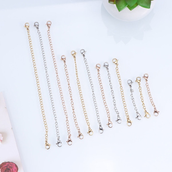 12 st förlängningskedja för kvinnor smycken halsband små hummer lås
