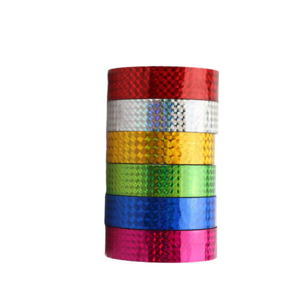 6 rullar färgad viskostejp Dekoration glitter japanskt papper