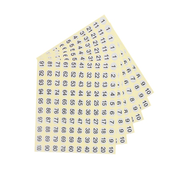 30 ark kontorsvinylnummerdekaler 1-100 klistermärken Barnlager