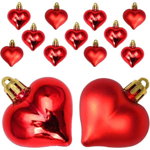 24 st Alla hjärtans dag Hjärtdekorationer Hjärtformade julgranskulor Hjärta