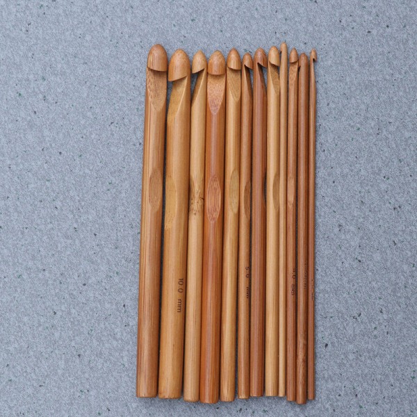 - Storlek 12 st bambuvirknålar Gör-det-själv-stickor Verktyg (3,0 mm till 10 mm)