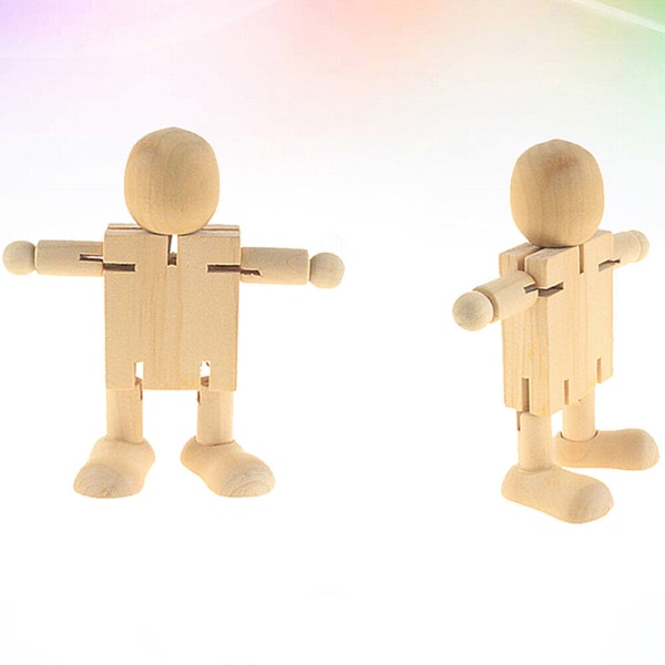 2 st Peg Dolls Oavslutade pedagogiska leksaker Trä Robot Ornament Body