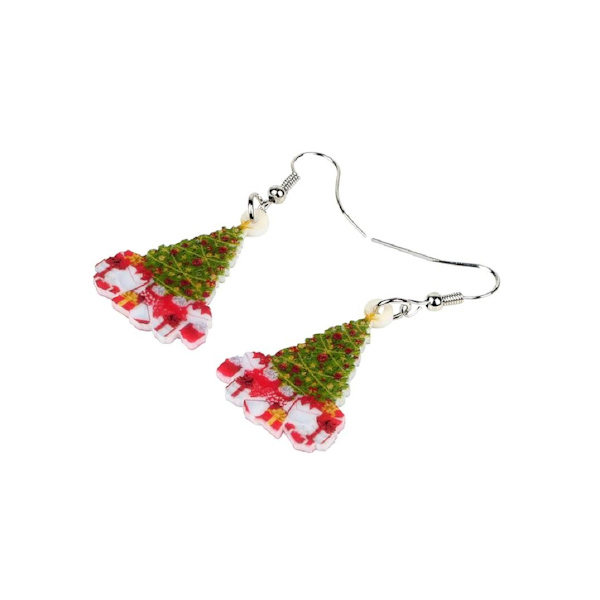 Earrings - Christmas Tree - Acrylic Multicolor