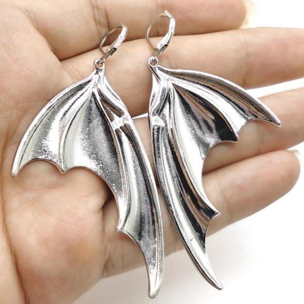 Örhängen Fladdermus Bat Wing Fladdermus Halloween Silver