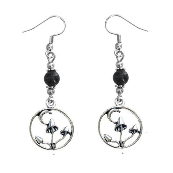 Örhängen Svamp Crescent Moon Onyx Mushroom Svampar Höst Brun