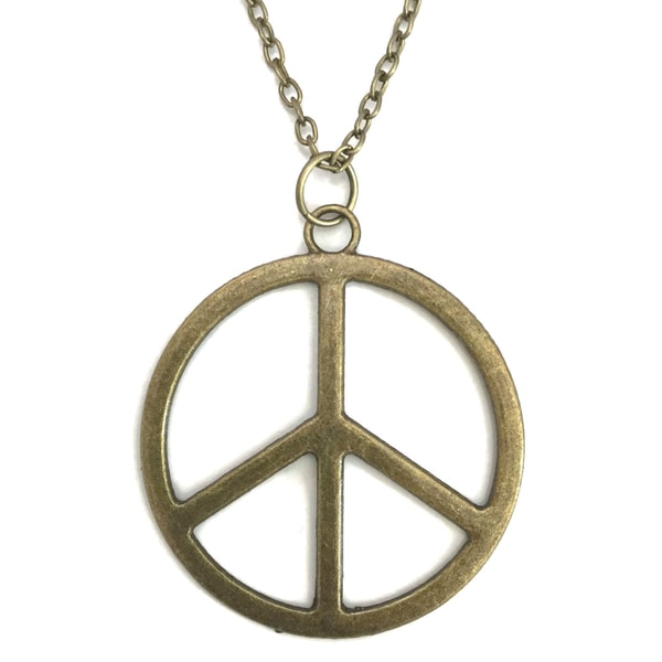 Kaulakoru PEACE-symboli Rauhankyltti Suuri pronssi - 2 pituutta 50/Peace