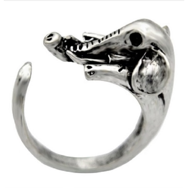 Elefant Ring i antiksilver Djurmönster Elephant Silver