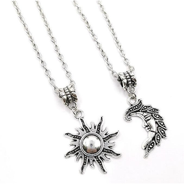 Necklace - Sun - Moon - Two pieces Silver