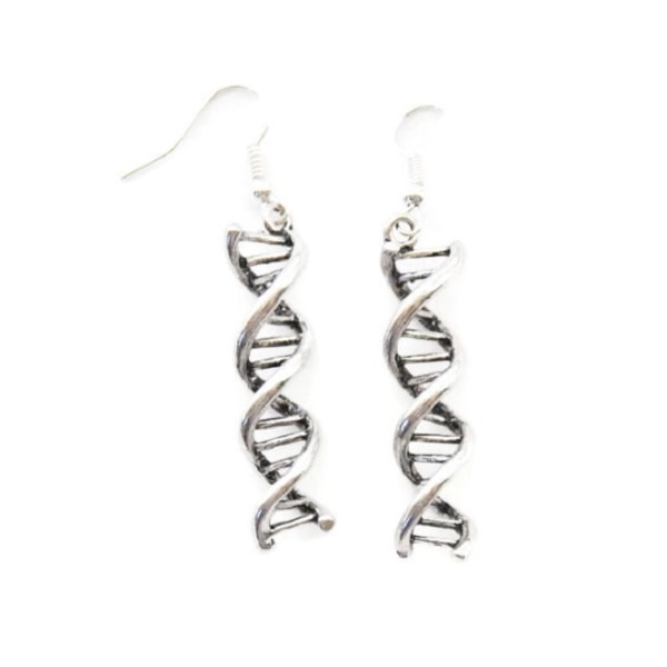 Øreringe DNA Spiral Molekyl Kemi XL Rustfri krog Silver