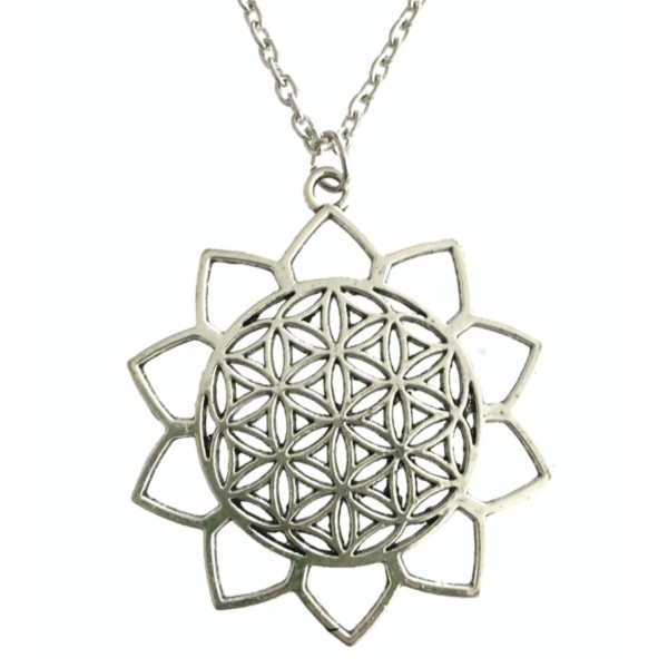 Halsband Flower Of Life Mandala Symbol New Age Spiritism Silver
