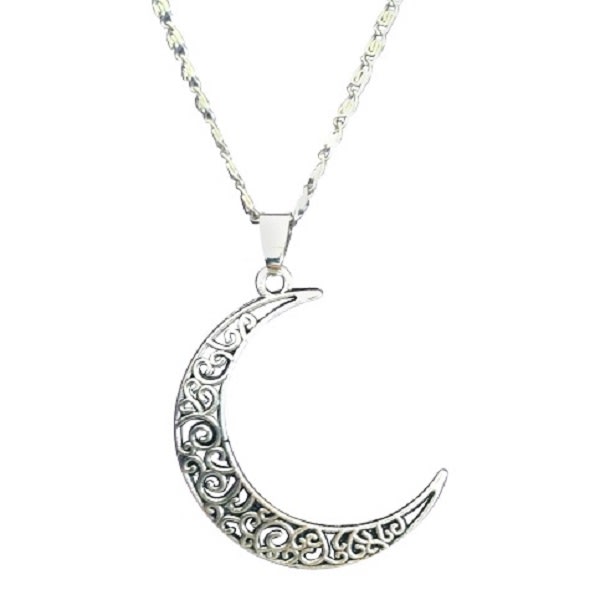 Halsband Måne med snirklar Crescent Moon Kedja