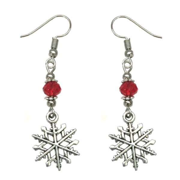Örhängen Snöflingor Snowflake Röd Snö Vinter Jul Högtid Red