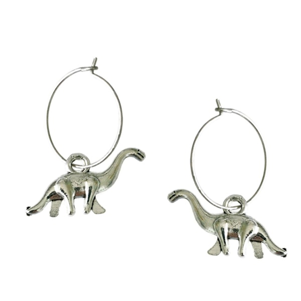 Earrings - Creoles - Dinosaur - Brachiosaur Silver