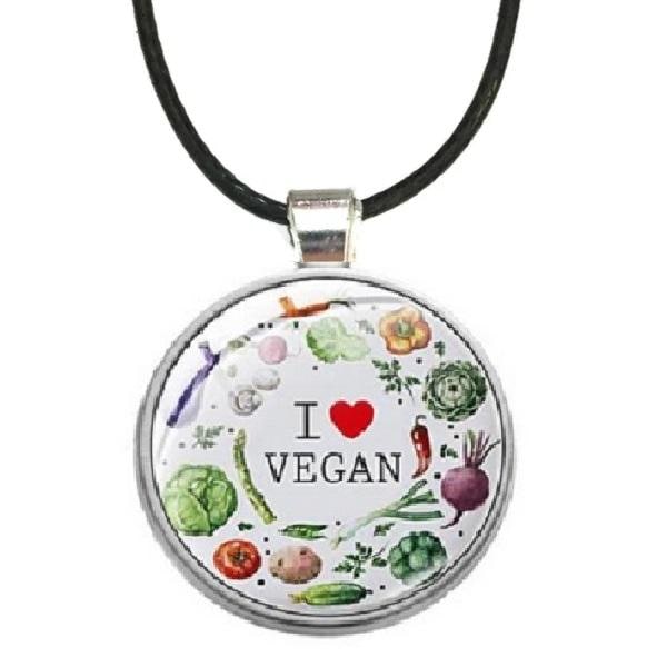 Halsband Vegan Statement I <3 Vegan Symbol Rem Multicolor