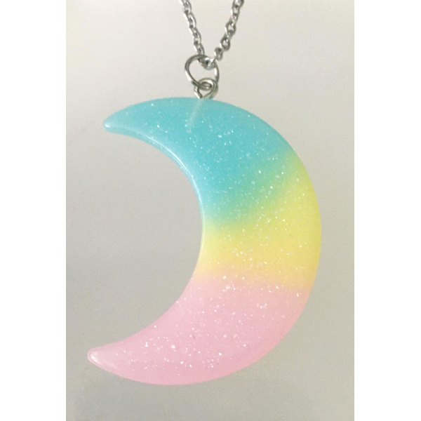Halsband Måne Rosa/Blå/Gul Crescent Moon multifärg