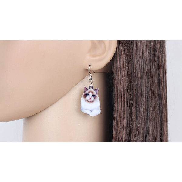 Earrings - Cat - Ragdoll - Acrylic Multicolor