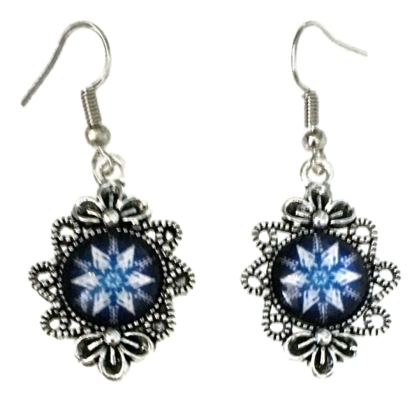 Earrings - Snowflake Green