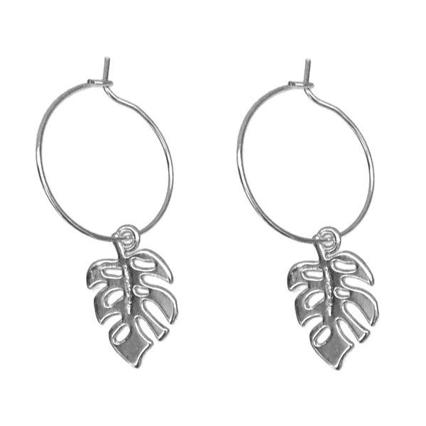 Earrings - Creoles - Monstera - Silver Silver