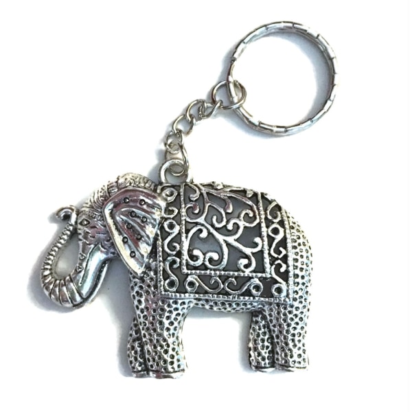 Nøglering - Elefant i tibetansk sølv Silver