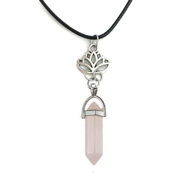 Halsband Rosenkvarts Lotusblomma Buddhism Yoga Healing New Age