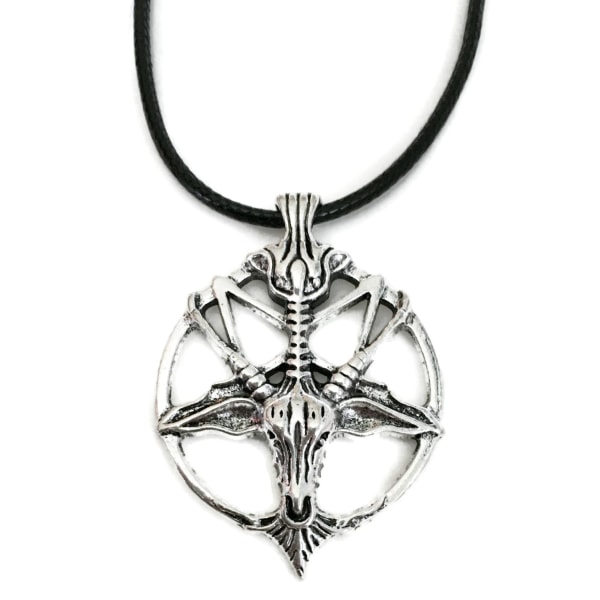 Halskjede - Pentagram - Omvendt - Geit - Okkult - Snor Silver
