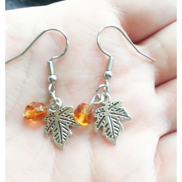 Örhängen Löv Höst Leaves Maple Leaf Lönn Silver Brown