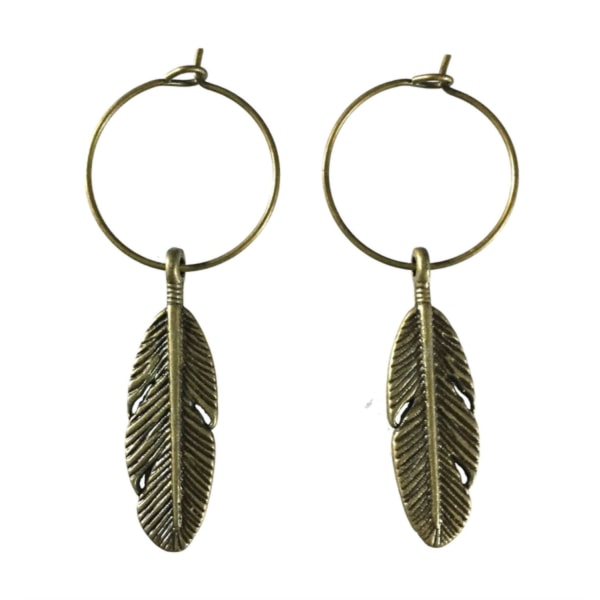 Earrings - Creoles - Feather - Bronze Bronze