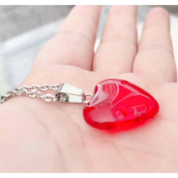 Halsband Hjärta Röd Rostfritt Stål Heart Kärlek Vänskap Partner multifärg