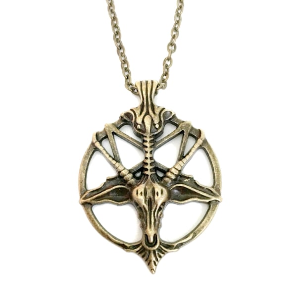 Necklace - Choker - Pentagram - Inverted - Goat - Bronze Bronze