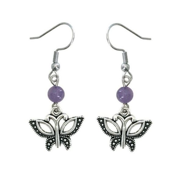 Earrings - Butterfly - Amethyst Brown