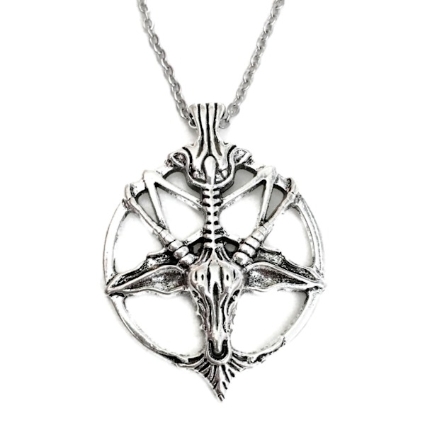 Halsband Get Baphomet Inverterat Pentagram Goat Ockultism Magi Silver
