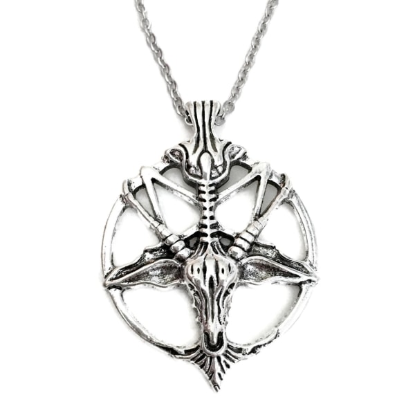 Halskjede - Choker - Pentagram - Omvendt - Geit - Okkult Silver