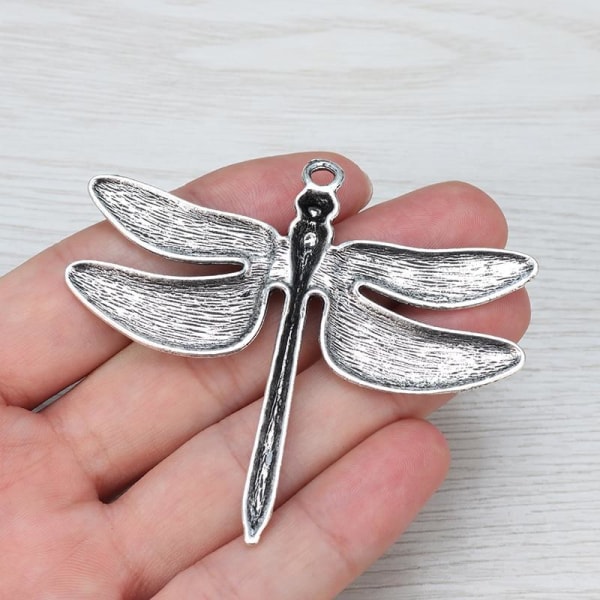 Halsband Trollslända XL Turkos Pärla Dragonfly Rostfri kedja Silver
