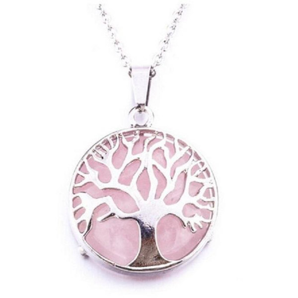 Necklace - Tree of Life - Rose Quartz Multicolor