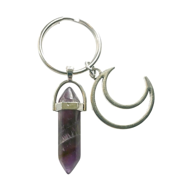 Nyckelring Ametist Måne Crescent Moon Wicca Pagan Lila
