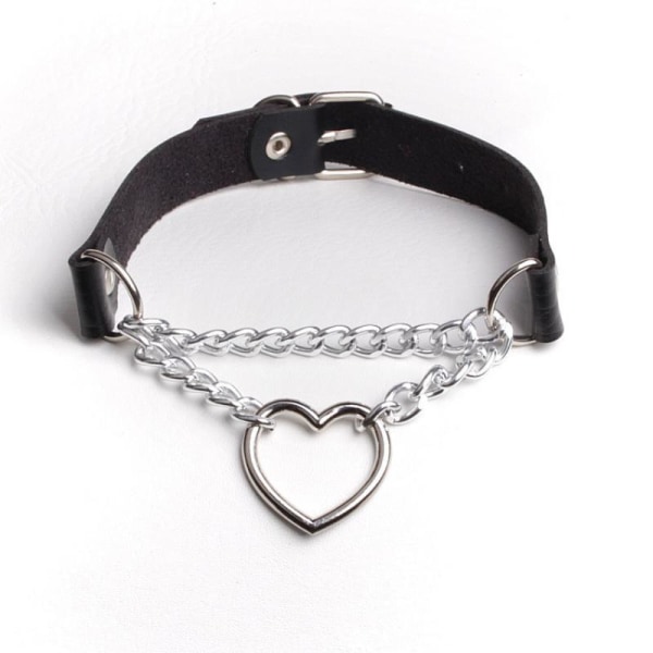 Choker - Heart - Chain - Black Black