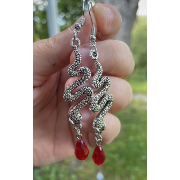 Earrings - Snake - Bead - Red Brown