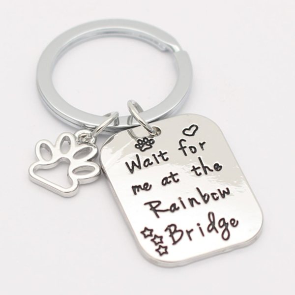 Keyring - Wait for me at the rainbow bridge - Paw Silver