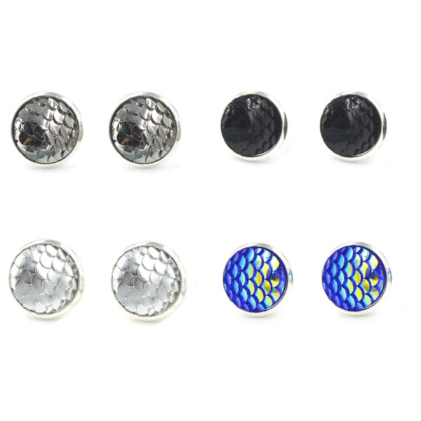 Earrings - Scale - Dragon - Mermaid - 4 Colours Dark grey