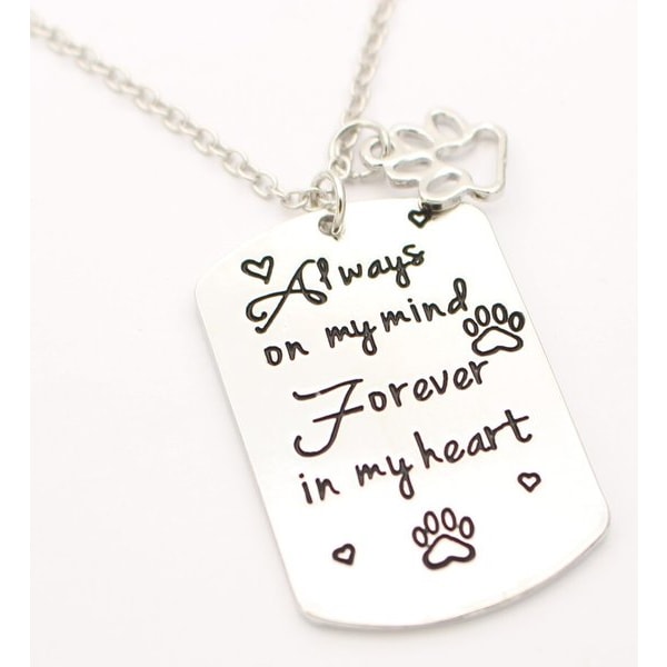 Halskjede - Always on my mind forever in my heart - Paw Silver