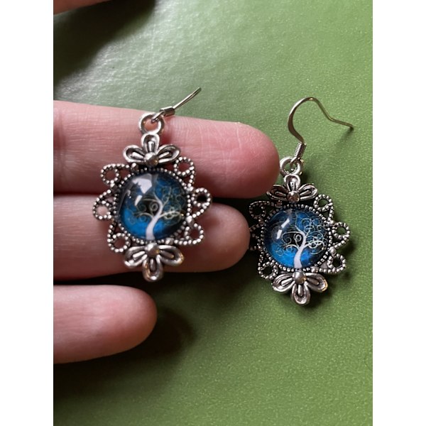Earrings - Tree of Life - Blue Green