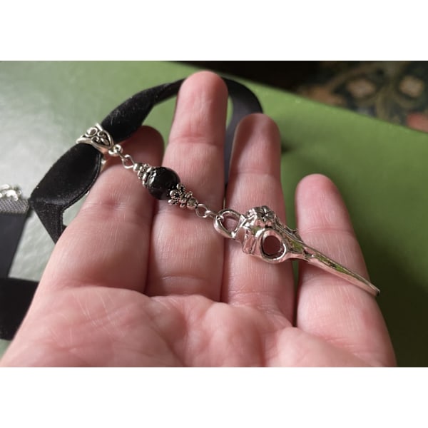 Choker Raven Skull Onyx Skelett Skull Korp Svart