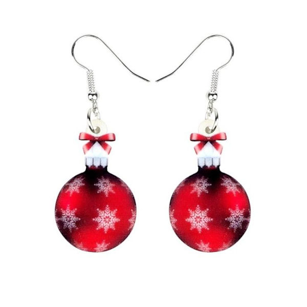 Earrings - Christmas tree ball - Acrylic Red